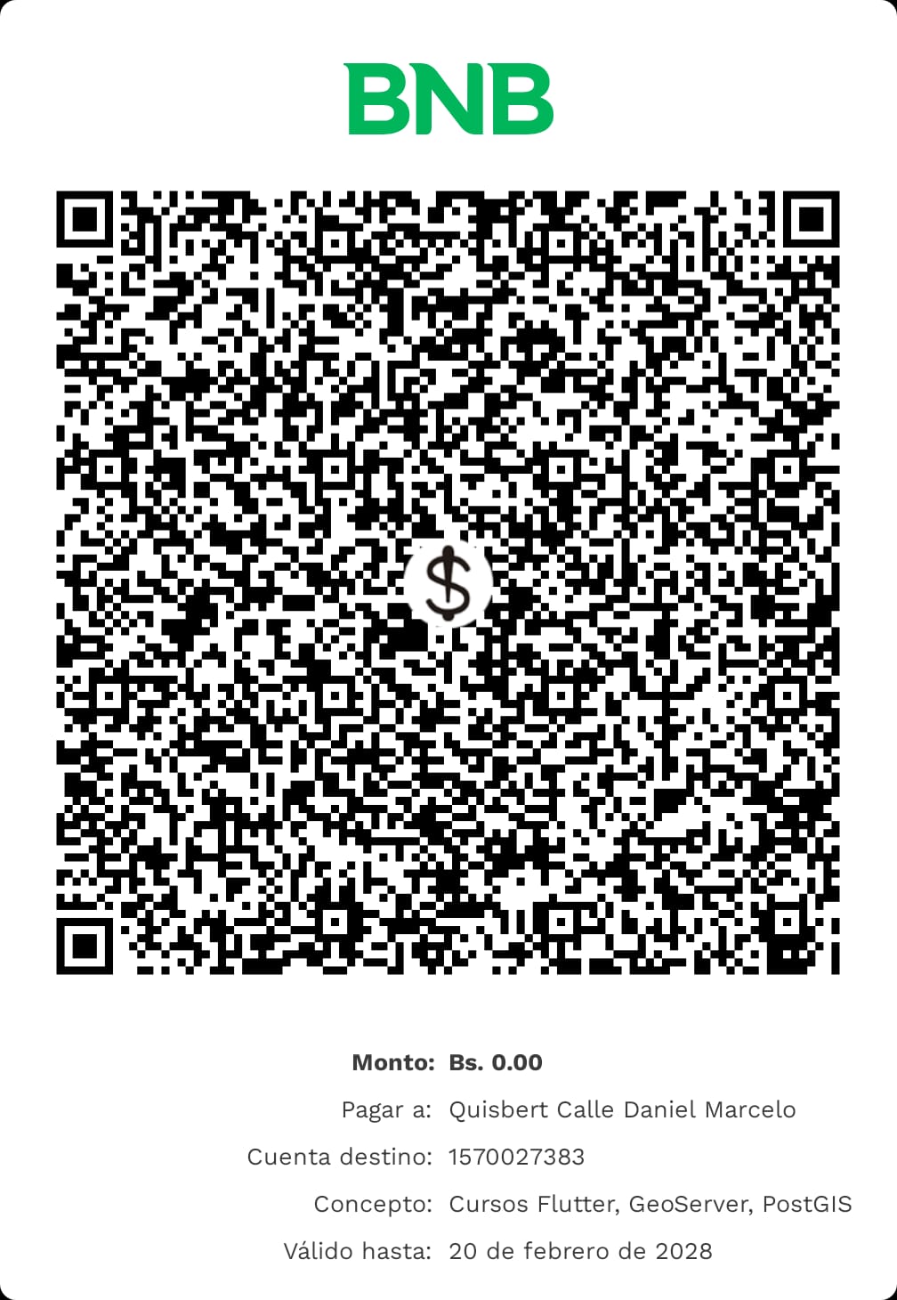 Código QR para pago desde bancos de Bolivia